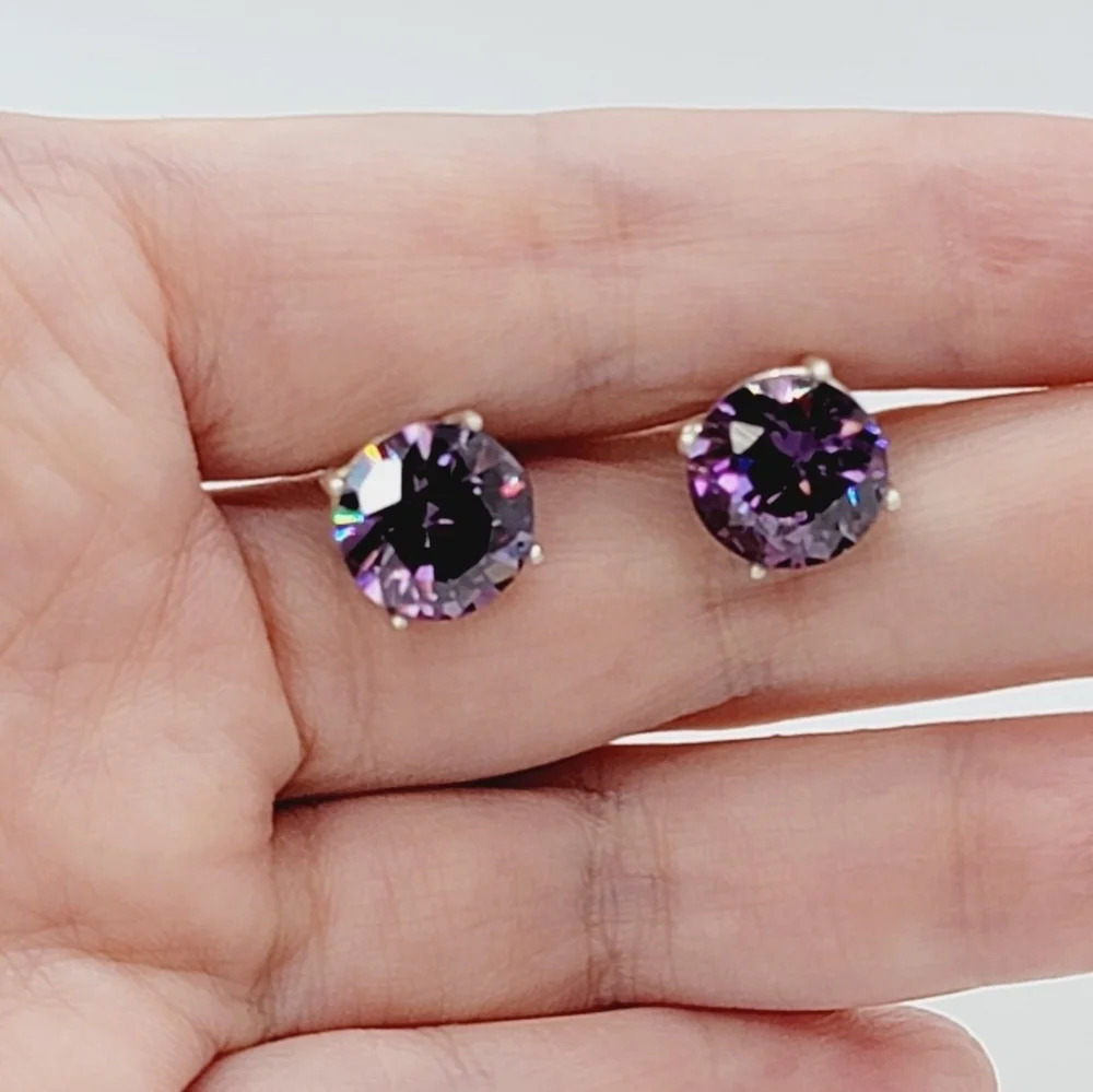 New purple Cubic zirconia Sterling Silver earrings